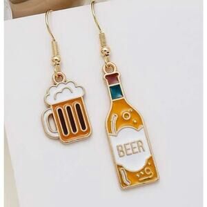 Beer Mug and Bottle Drop Earrings
